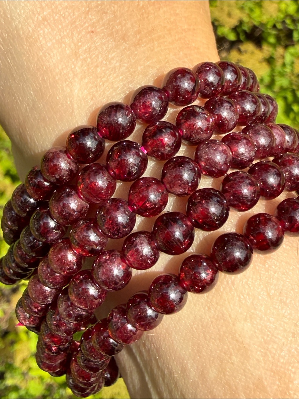 5mm Garnet Beaded Bracelet